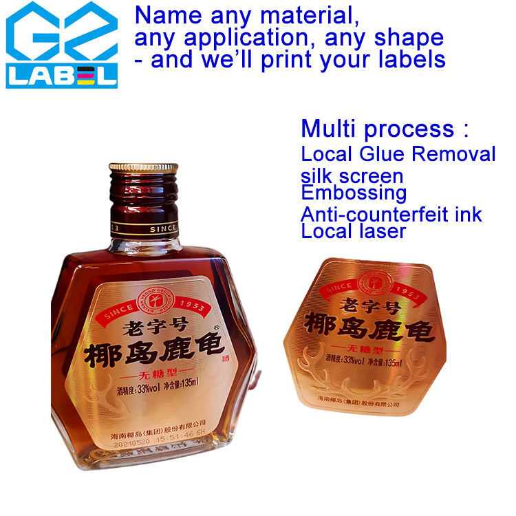 Op maat gemaakte zelfklevende etiketten op een rol voor Wine Bottle label sticker fabrikant