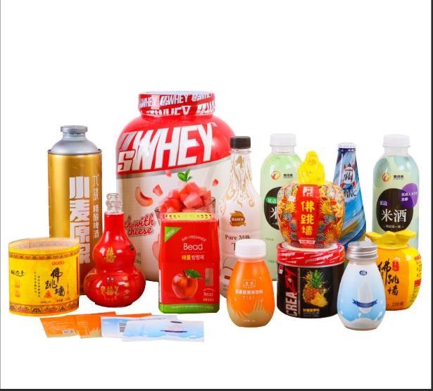 Waterdicht krimparmetiketten voor aroma-etiketten in witte BOPP/PE/PP/PVC/PET